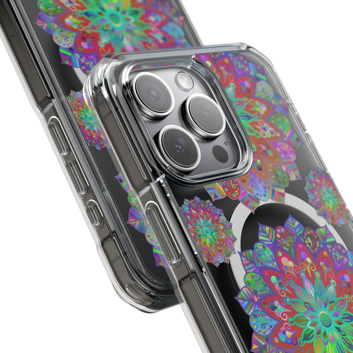 Elegant Mandala MagSafe®-Compatible iPhone 14/15 Impact Case with intricate design and durable protection for your phone