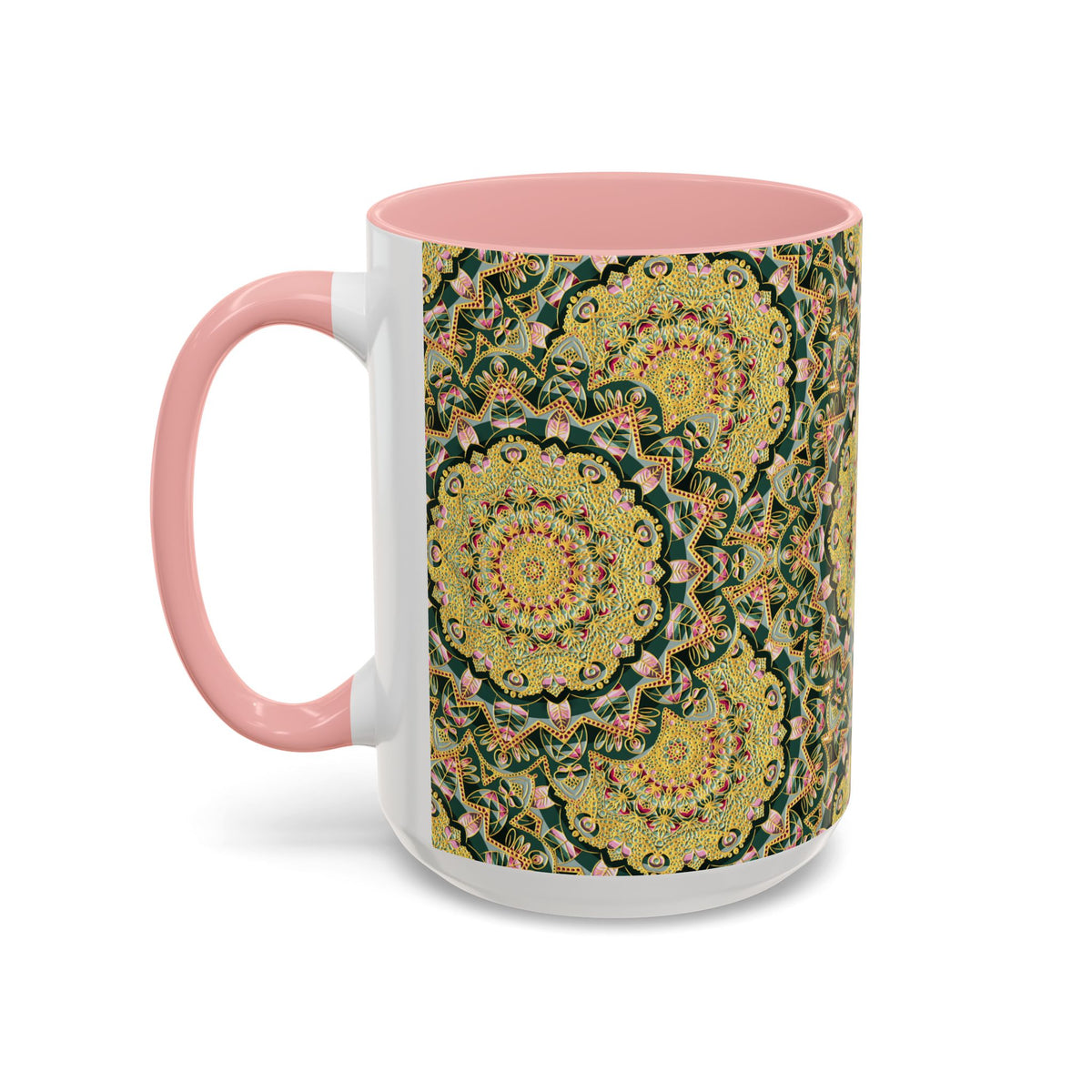 Mandala Floral Coffee Mug – Bohemian Botanical Ceramic Cup