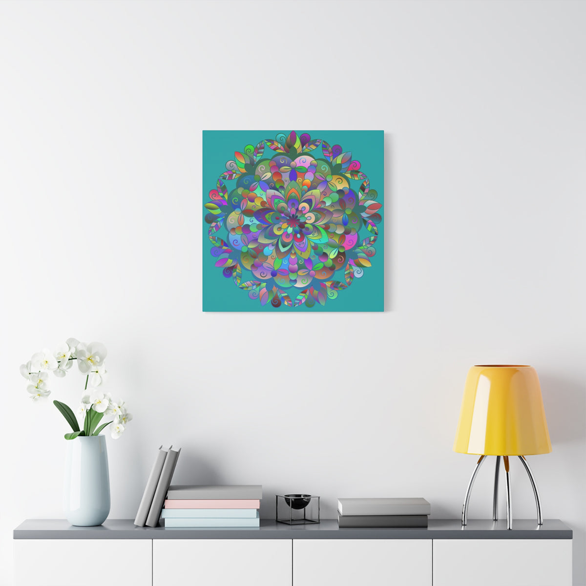 Colorful Floral Mandala Matte Canvas Wall Art — Stretched 1.25"