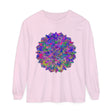 Colorful and intricate mandala design on a comfortable long sleeve t-shirt