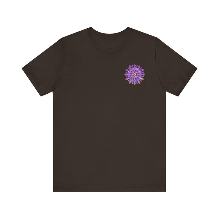 Beautiful purple mandala t-shirt with intricate design symbolizing spiritual peace and harmony, perfect for meditation and yoga enthusiasts