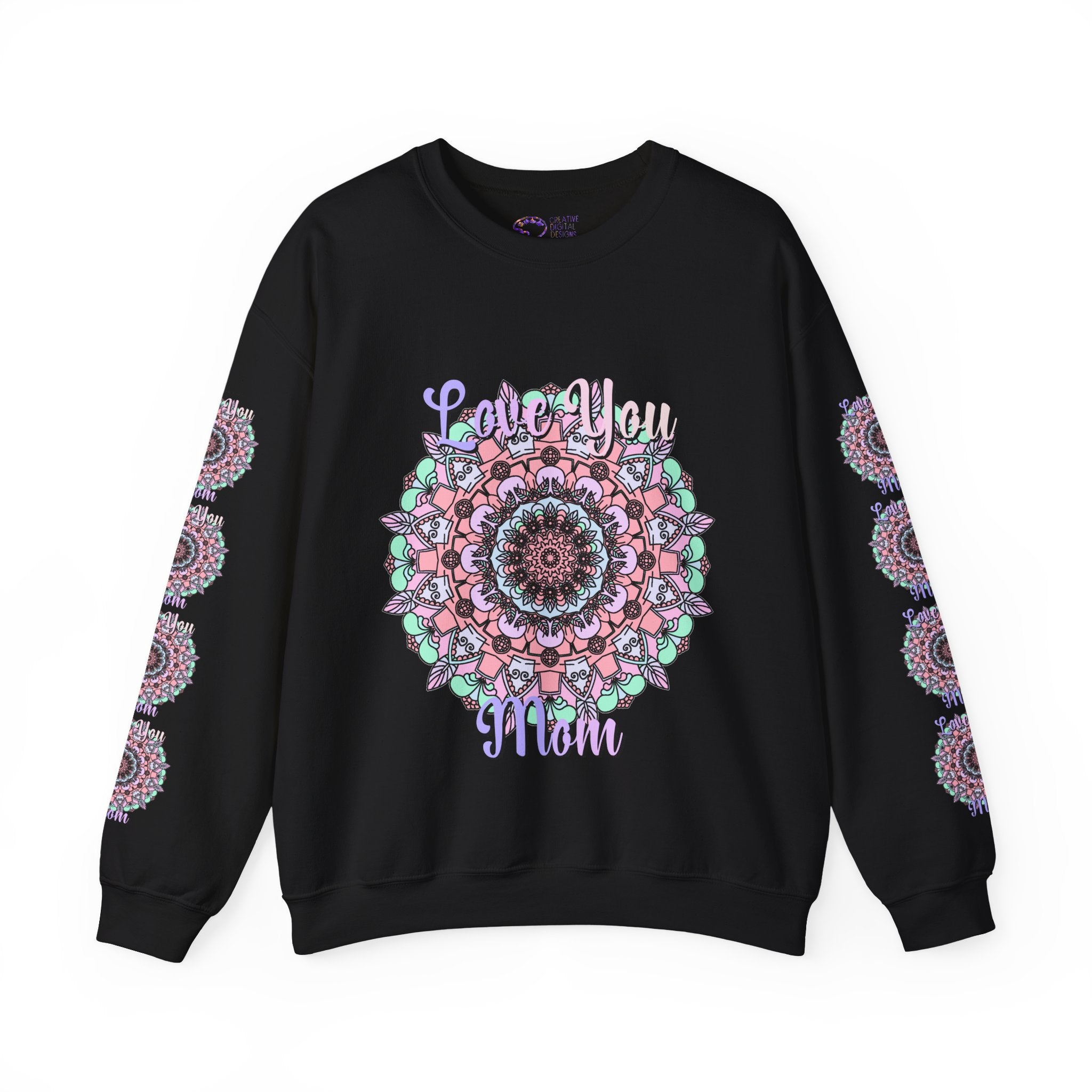 Mandala Inspired Crewneck Sweatshirt for Moms in Soft Pastels