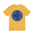 Beautiful blue Mandala T-Shirt with intricate spiritual design for peace and harmony