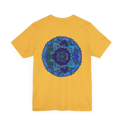 Beautiful blue Mandala T-Shirt with intricate spiritual design for peace and harmony