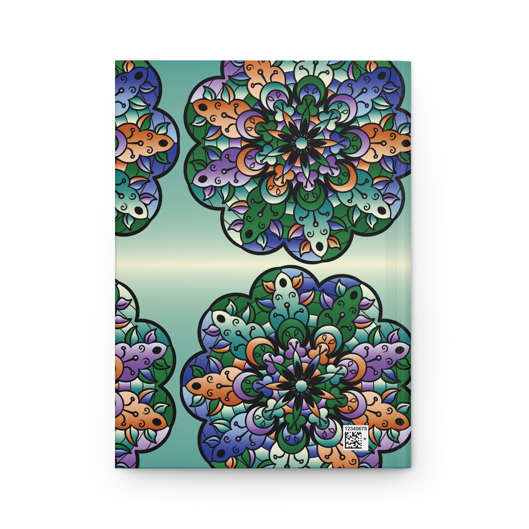Diario con copertina rigida e motivo mandala floreale — Quaderno con motivo verde acqua opaco per scrivere e come regalo