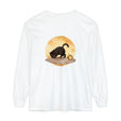  Detailed view of the Black Cat Moonlit Mystery T-Shirt's intricate moon and cat design