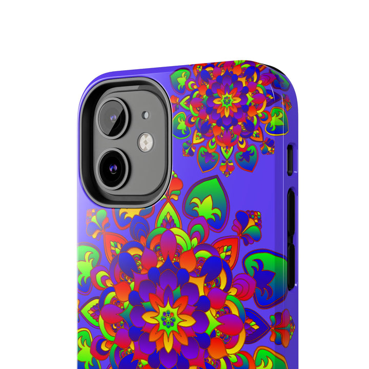 Colorful hand drawn mandala rainbow design phone case for stylish protection