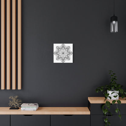 Handmade Mandala Art - Black & White Wall Art - Matte Canvas, Stretched, 125 - Intricately designed mandala artwork on high-quality stretched matte canvas