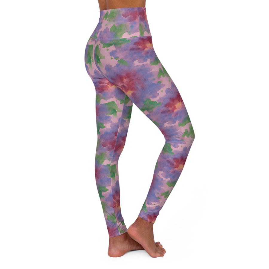 Watercolor Flower Yoga Leggings – Artistic Activewear for Gym & Pilates