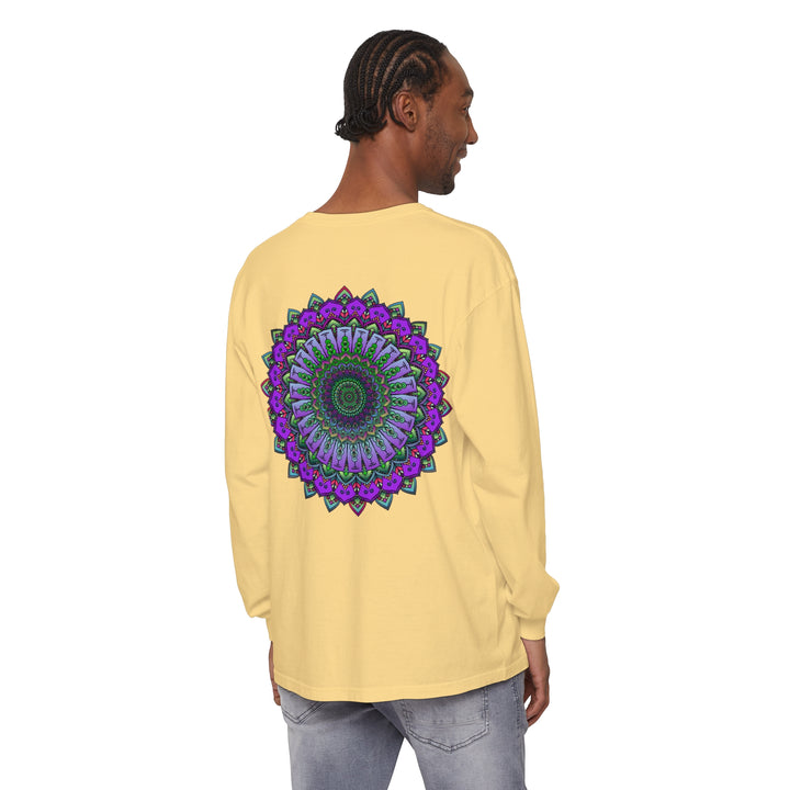 Intricate Mandala Unisex Long Sleeve T-Shirt featuring detailed and colorful mandala design