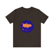 Black Cat Mystery Sleep T-shirt, a comfortable and stylish sleepwear option with a unique and eye-catching design, featuring a sleeping black cat against a starry night backdrop