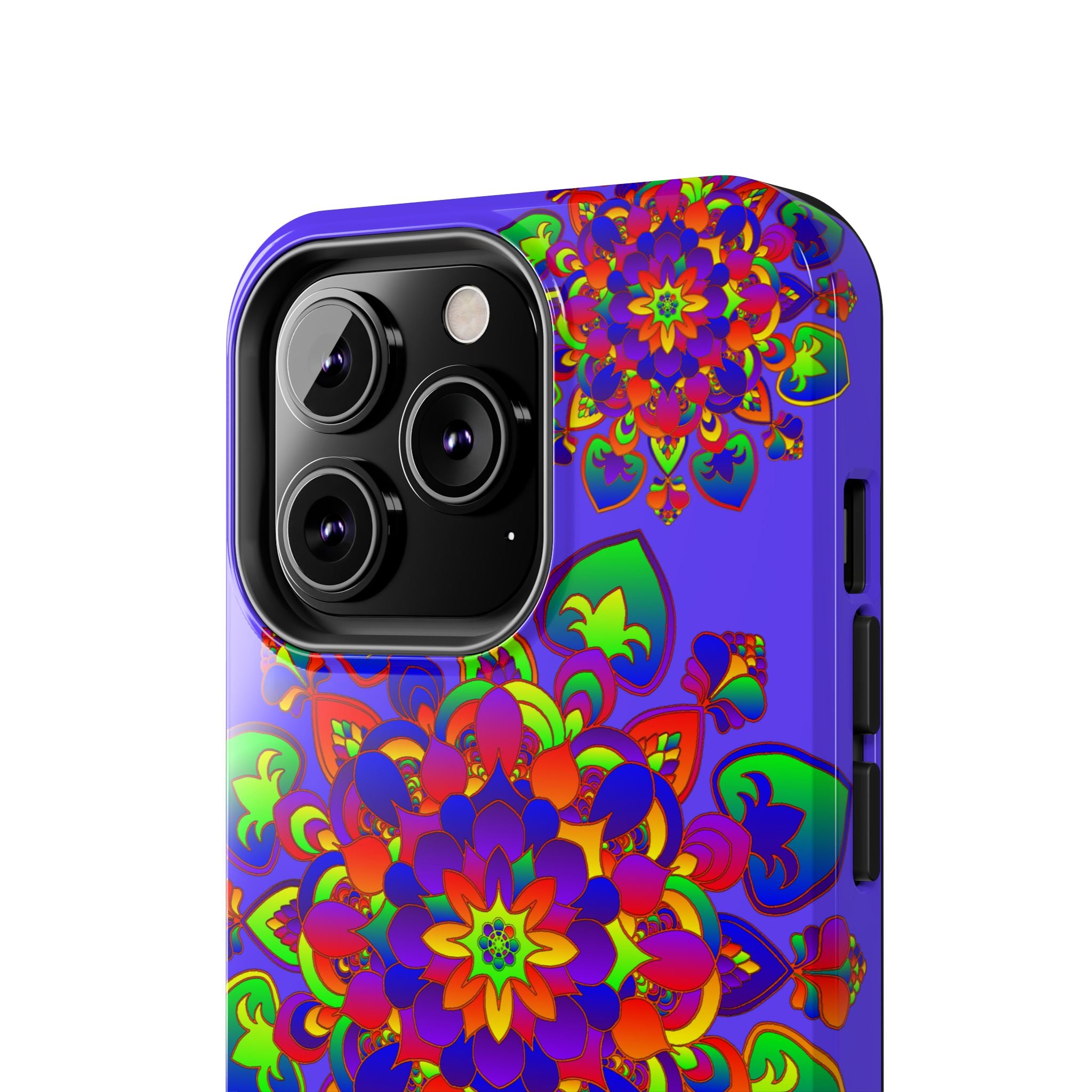 Colorful hand-drawn mandala rainbow design phone case for ultimate protection