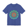 Colorful and detailed rainbow mandala tee shirt with vibrant and intricate design