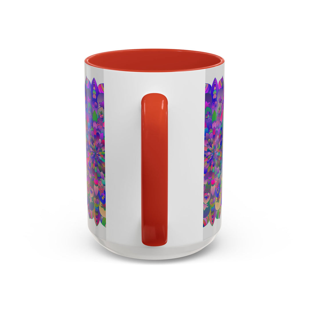 Ceramic mug featuring a mesmerizing and trippy mandala pattern