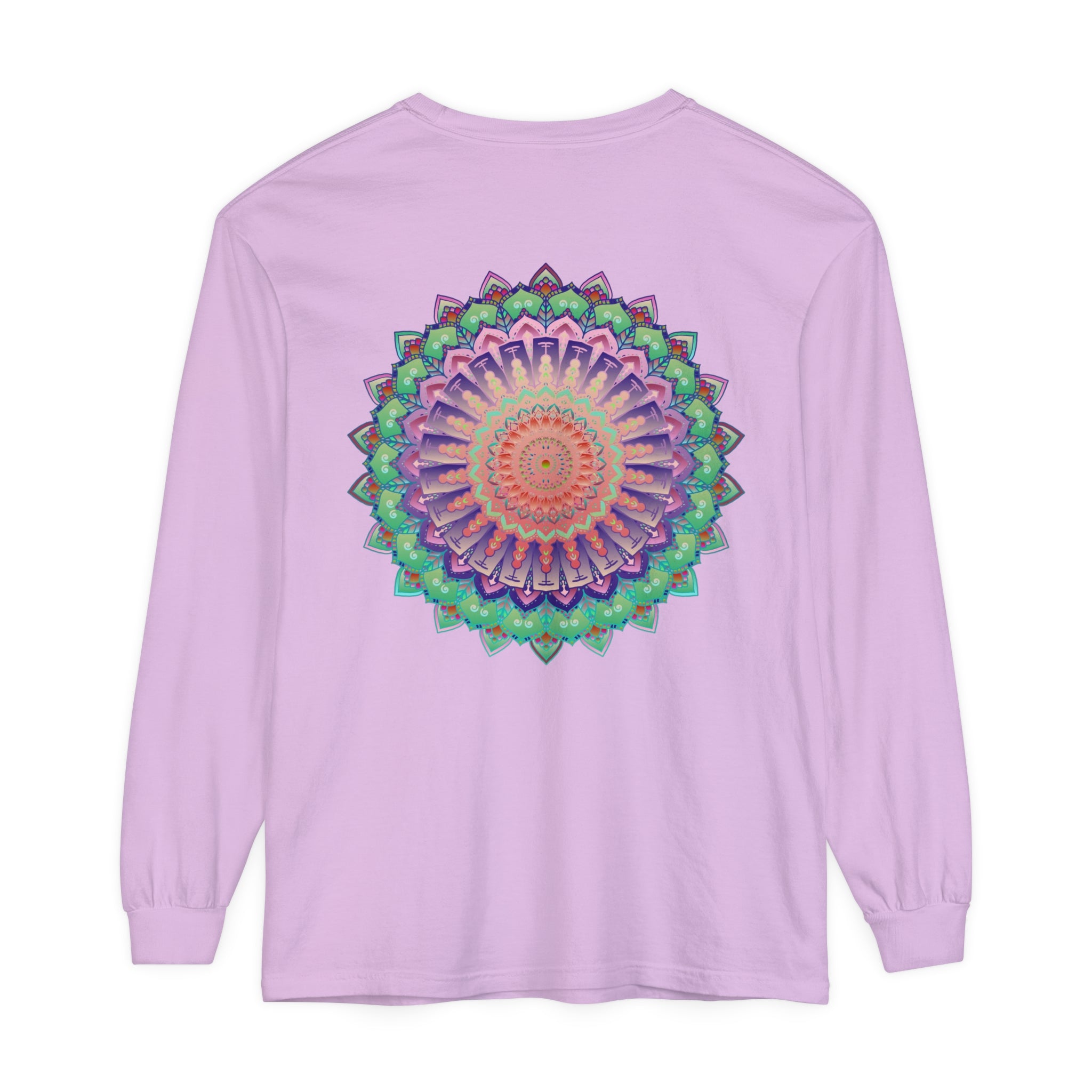 Colorful and intricate mandala design long sleeve t-shirt for both men and women