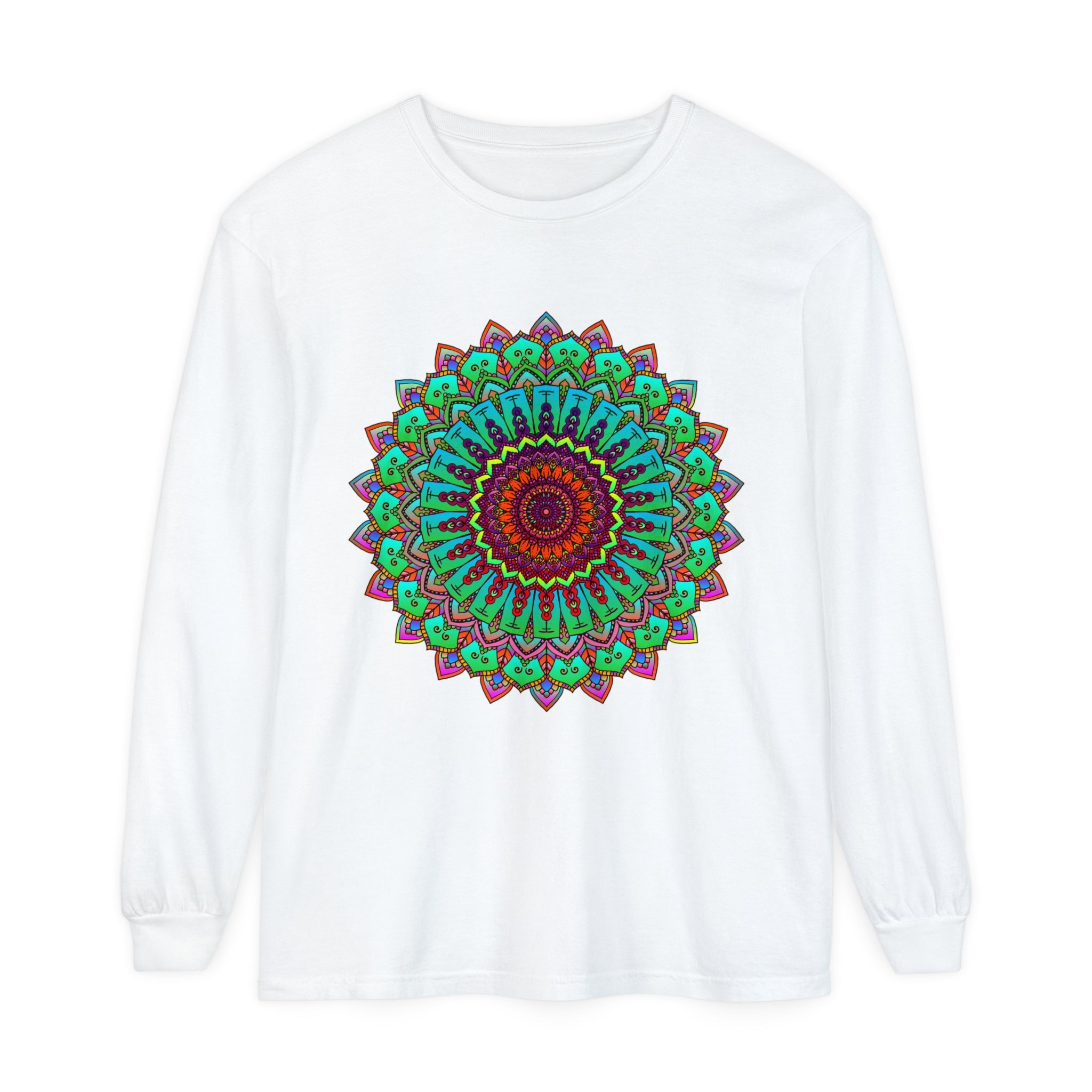 Vibrant Mandala Long Sleeve T-Shirt - Spiritual Art 1