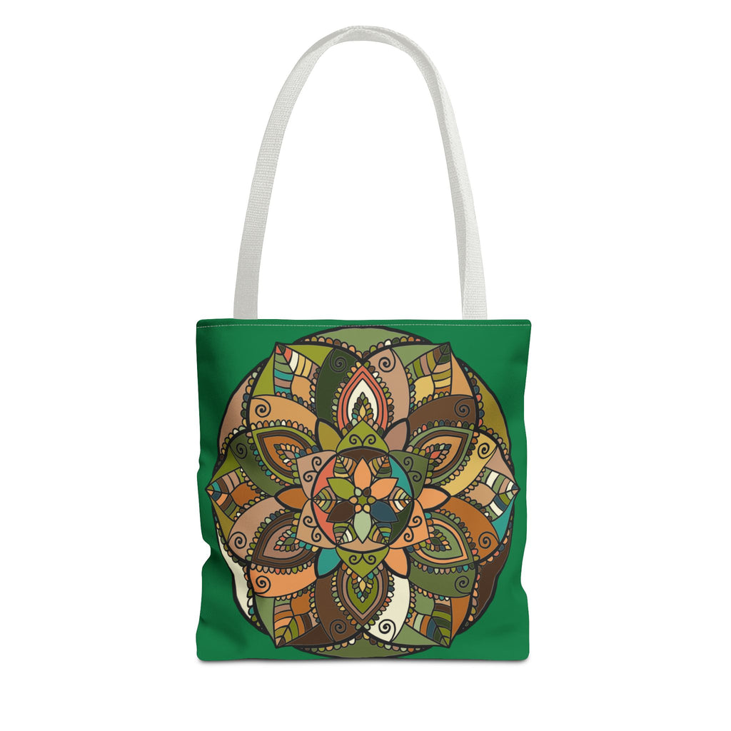 Boho Mandala Tote Bag — Green Floral Pattern AOP Shopper