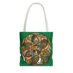 Boho Mandala Tote Bag — Green Floral Pattern AOP Shopper