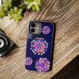 Hand drawn mandala art purple shades phone case with durable and shock absorbent features for protection and style