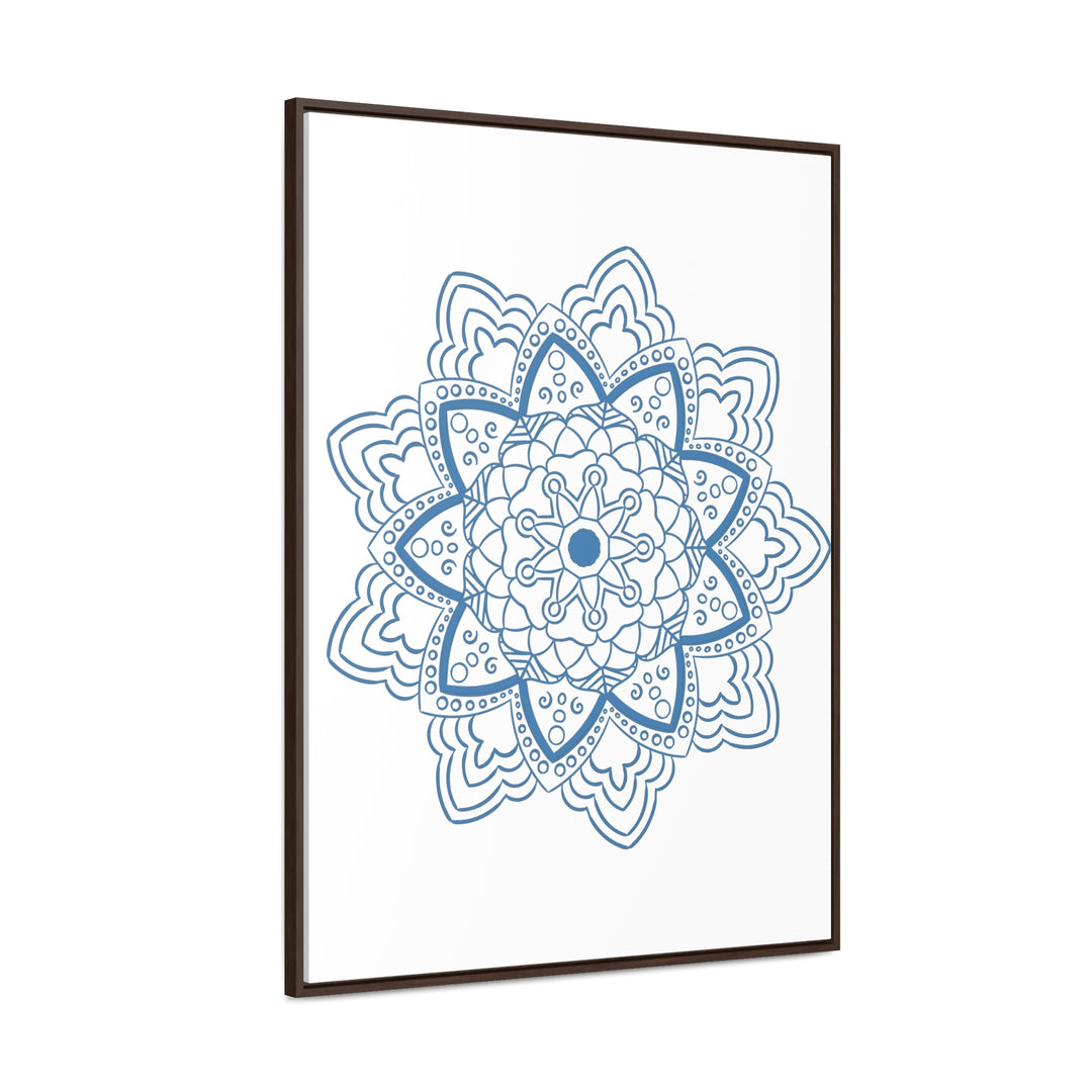 Steel Blue Mandala Design Wall Art on Gallery Canvas Wraps