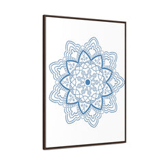 Steel Blue Mandala Design Wall Art on Gallery Canvas Wraps