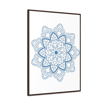 Steel Blue Mandala Design Wall Art on Gallery Canvas Wraps