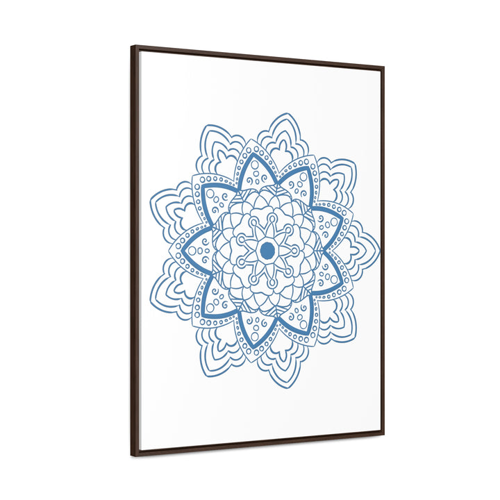 Steel Blue Mandala Design Wall Art on Gallery Canvas Wraps