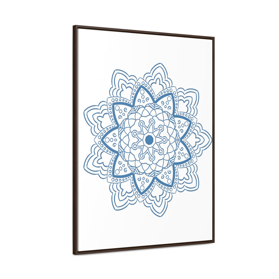 Steel Blue Mandala Design Wall Art on Gallery Canvas Wraps