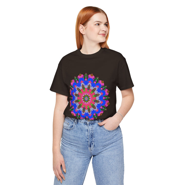 Vibrant and intricate mandala geometric design t-shirt in various colors