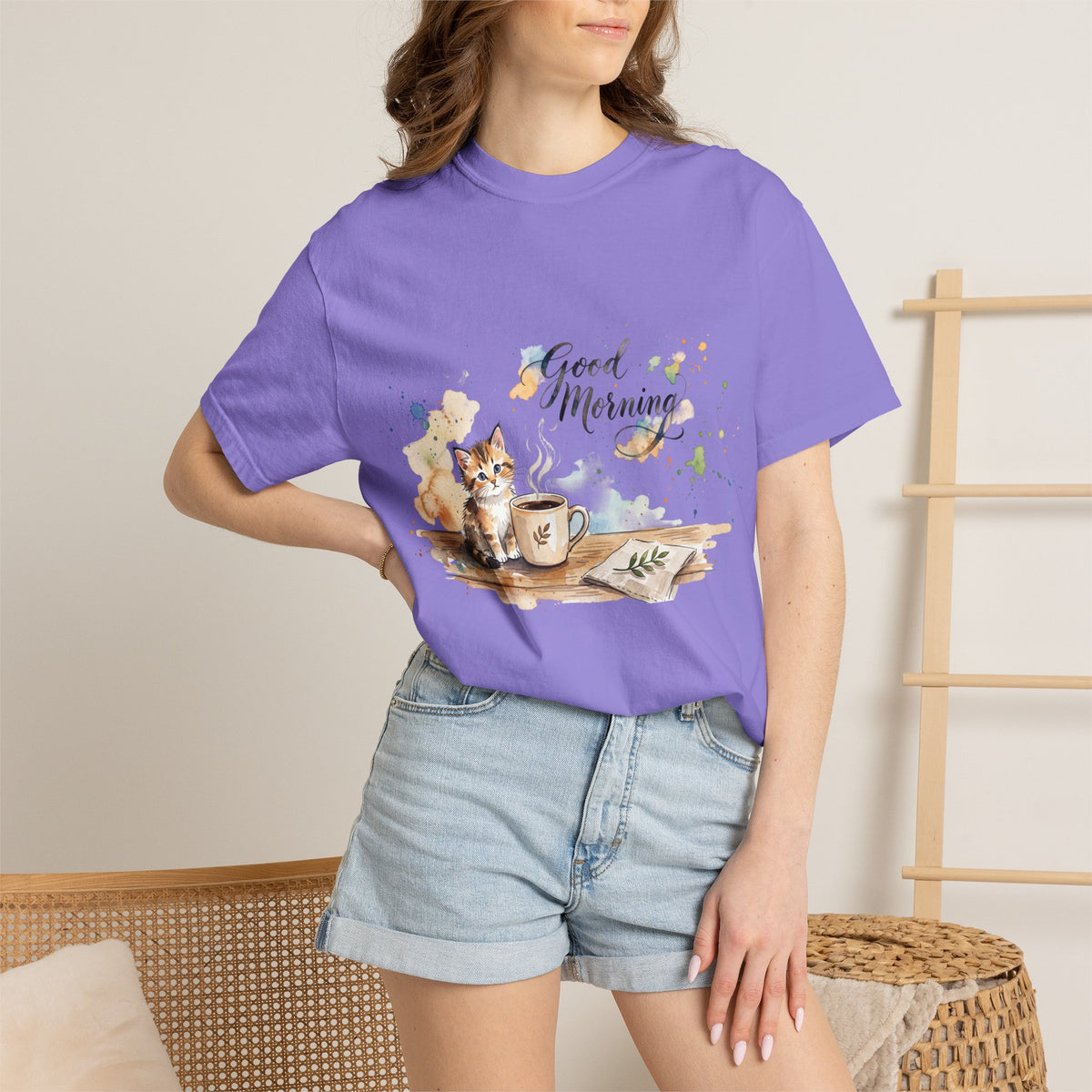 Good Morning Cat T-Shirt | Ultra-Soft Cotton Graphic Tee