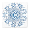 Beautiful handmade mandala design wall art in steel blue, made from matte canvas and stretched over a 125 inch frame