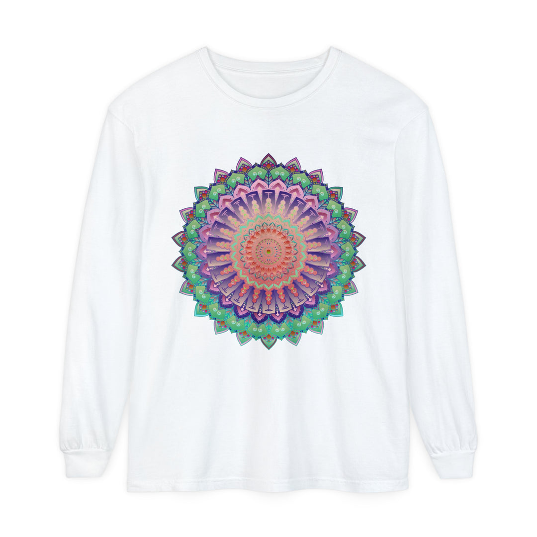 Colorful mandala design long sleeve t-shirt for men and women