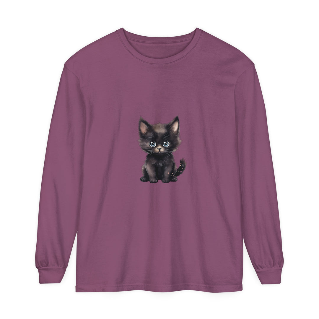 Cute Kitten with Blue Eyes Long Sleeve T-Shirt Alt Text 3