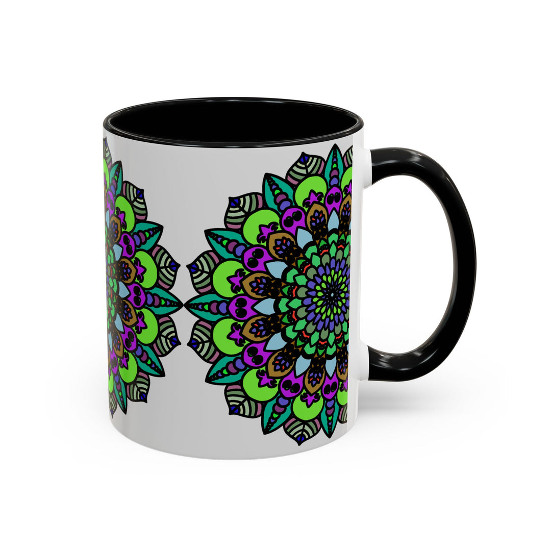 Colorful mandala art mug with intricate and detailed design