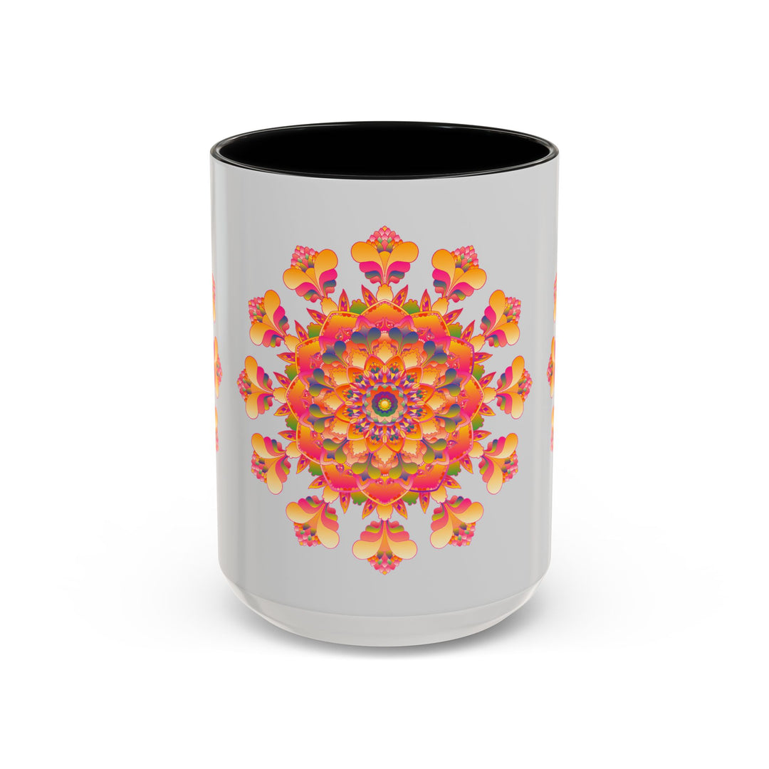 Beautiful Mandala Art Mug with Colorful Floral Design and Detailed Patterns