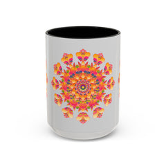 Beautiful Mandala Art Mug with Colorful Floral Design and Detailed Patterns