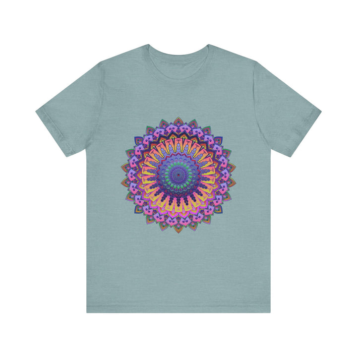 Intricate and colorful mandala pattern on meditation t-shirt