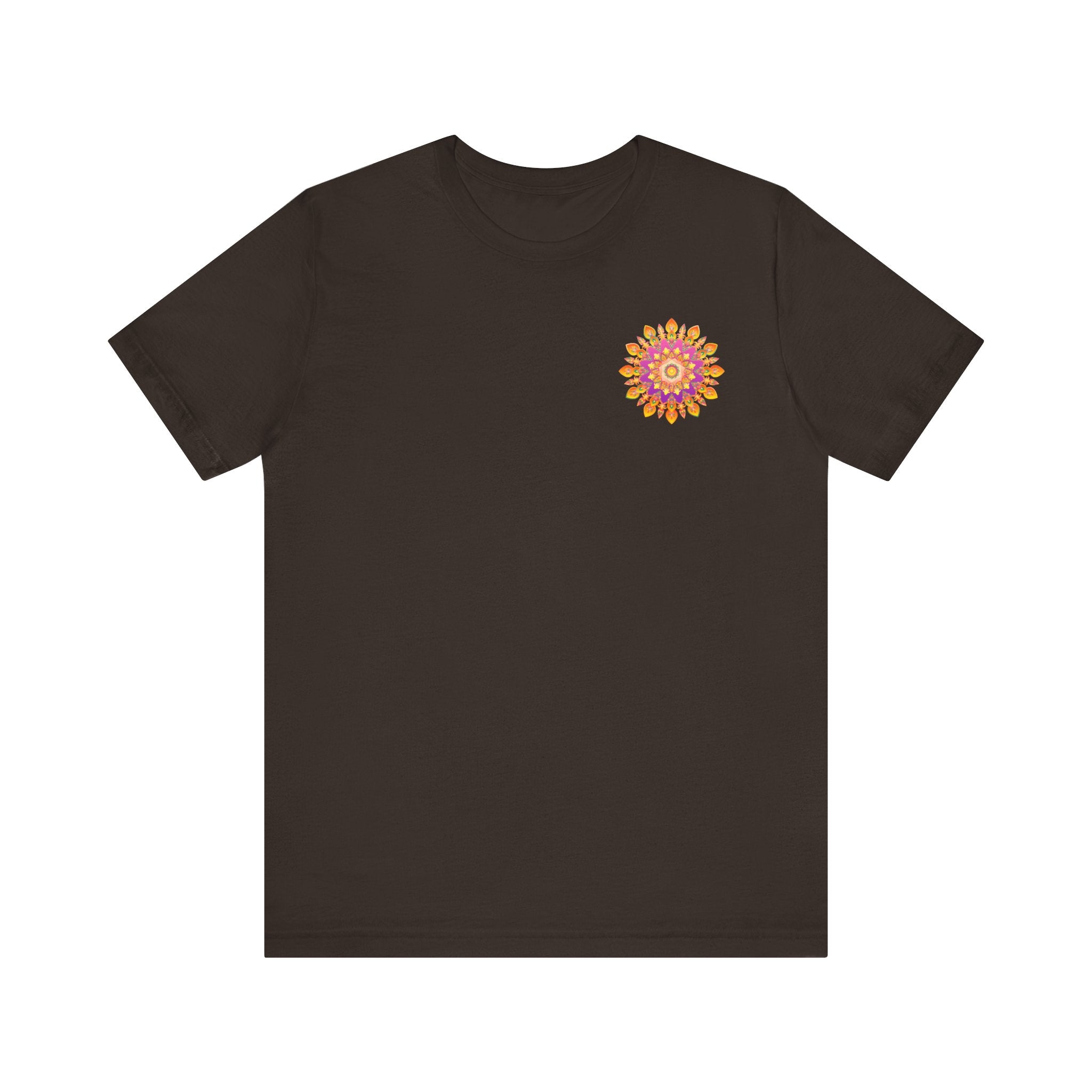 A colorful, intricate mandala design T-shirt promoting peace and harmony