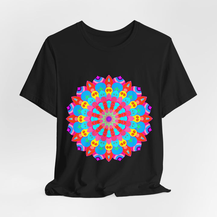 Vibrant and intricate mandala design t-shirt with psychedelic art style