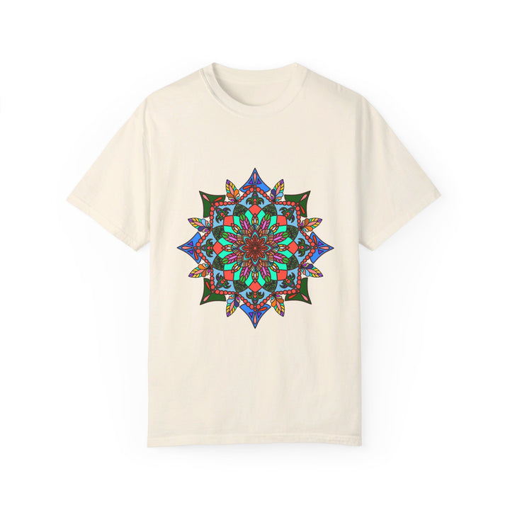 Unisex Mandala T-Shirt featuring Hand-Drawn Mandala Art, made with 100% Ring-Spun Cotton and Garment-Dyed for Extra Comfort