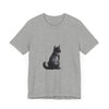 Black Cat Mystery - T-Shirt: A black cotton t-shirt featuring a mysterious black cat design