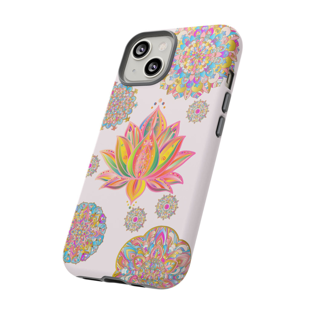 A beautiful light pink lotus flower mandala design phone case