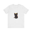 Black Cat Mystery - One Blue Eye T-Shirt: A stylish and unique black t-shirt featuring a mysterious black cat with one striking blue eye design