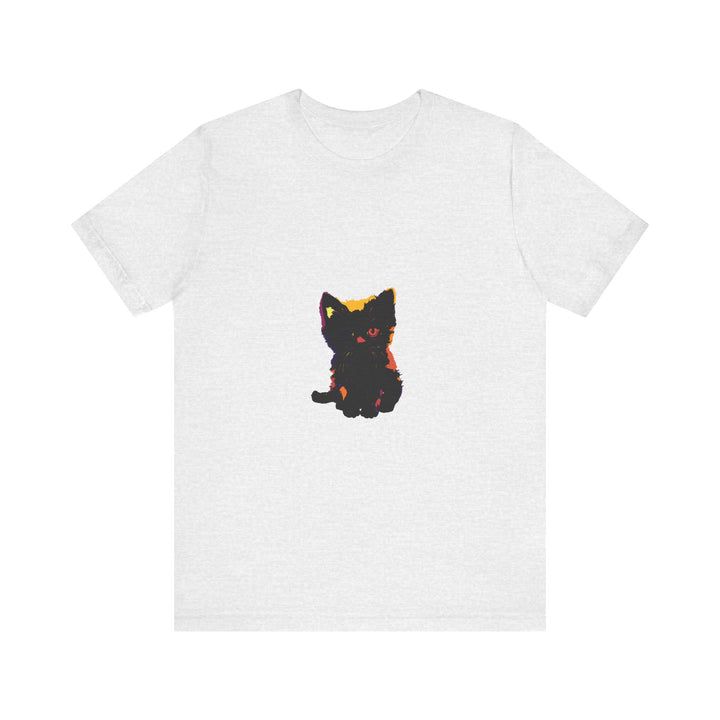 Black Cat Mystery - One Blue Eye T-Shirt: A stylish and unique black t-shirt featuring a mysterious black cat with one striking blue eye design