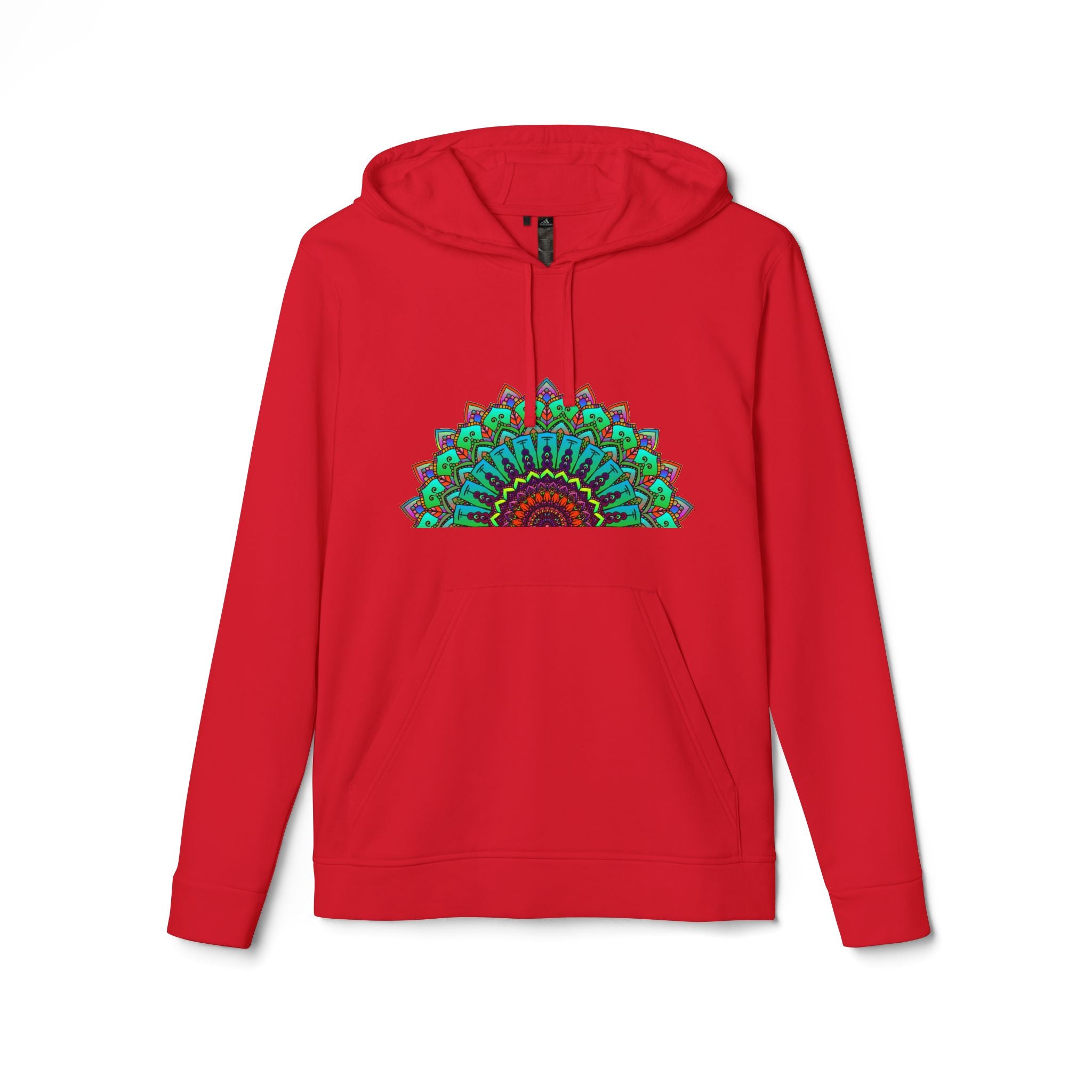 Neon Mandala Adidas Fleece Hoodie with vibrant colors and intricate mandala design