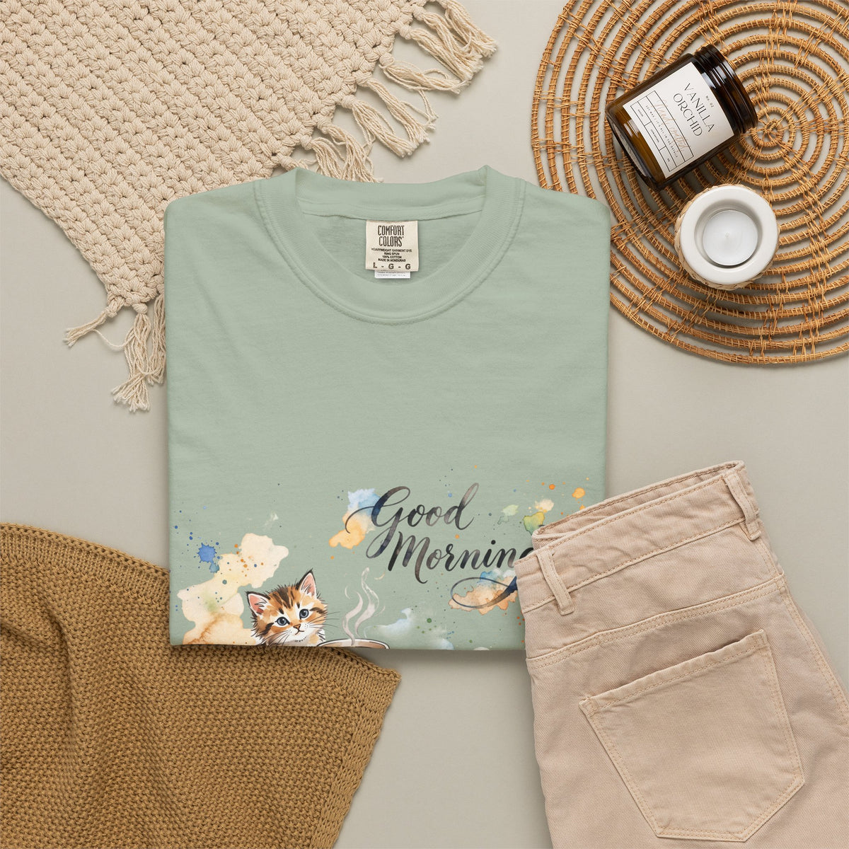 Good Morning Cat T-Shirt | Ultra-Soft Cotton Graphic Tee