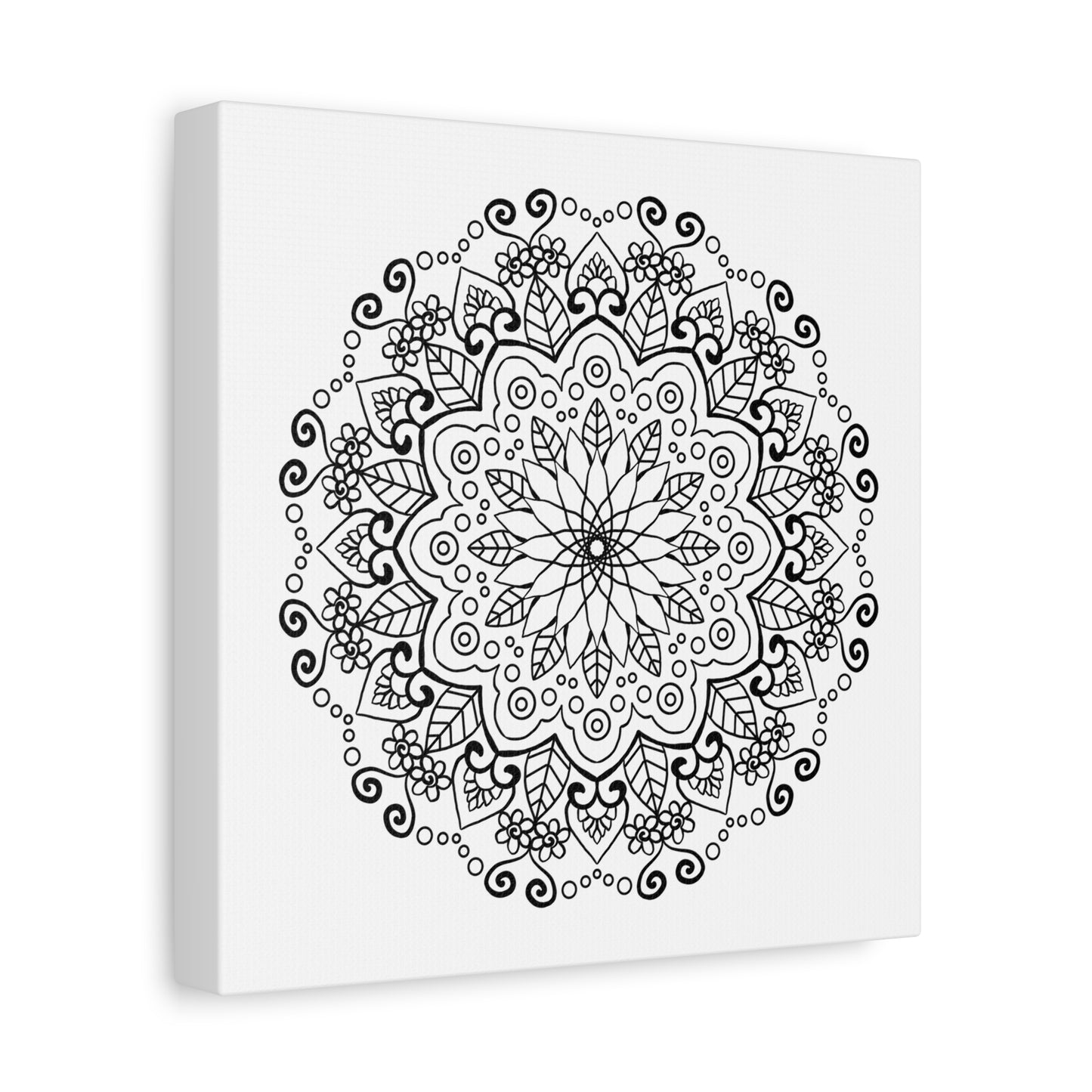 Handmade Mandala Art - Black & White Wall Art - Matte Canvas, Stretched, 125 - Intricately designed artistic piece for home decor