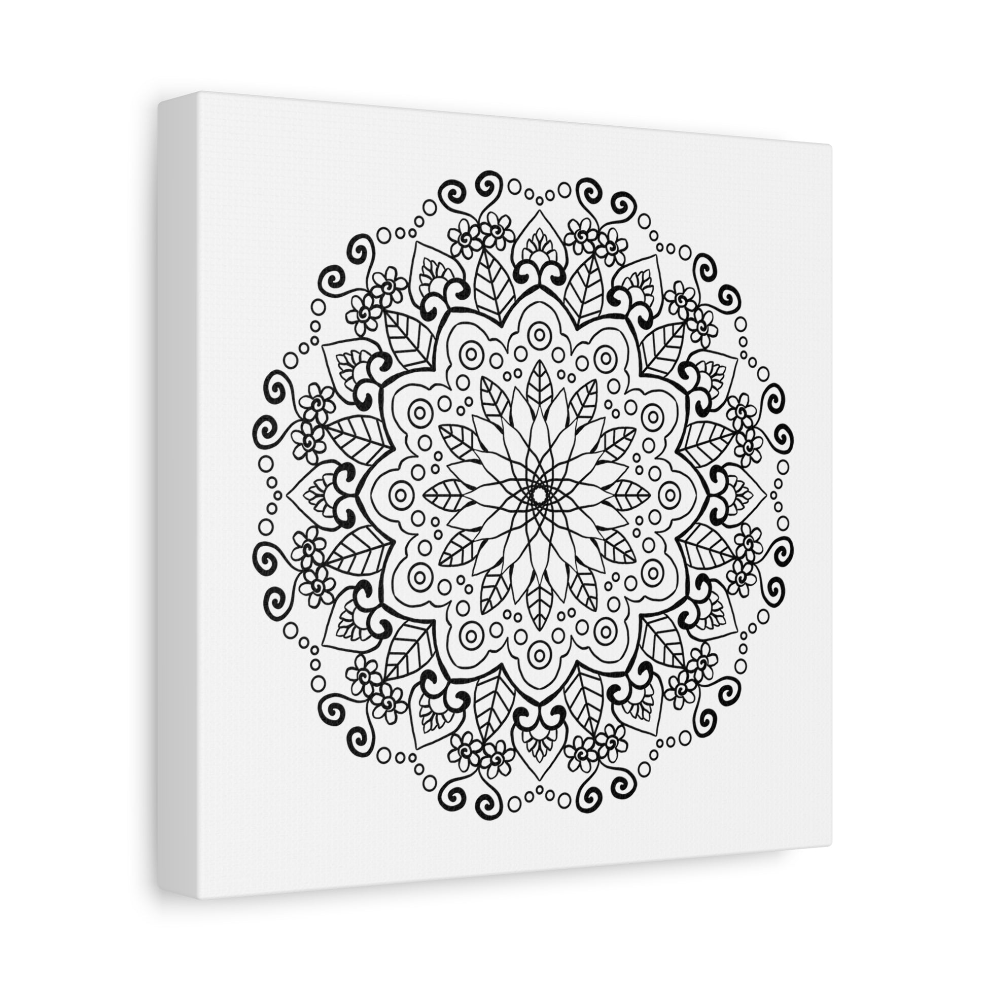 Handmade Mandala Art - Black & White Wall Art - Matte Canvas, Stretched, 125 - Intricately designed artistic piece for home decor