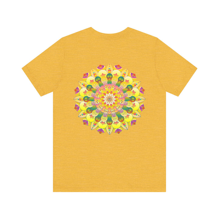 Colorful and intricate mandala design on a tee, promoting inner peace and harmony