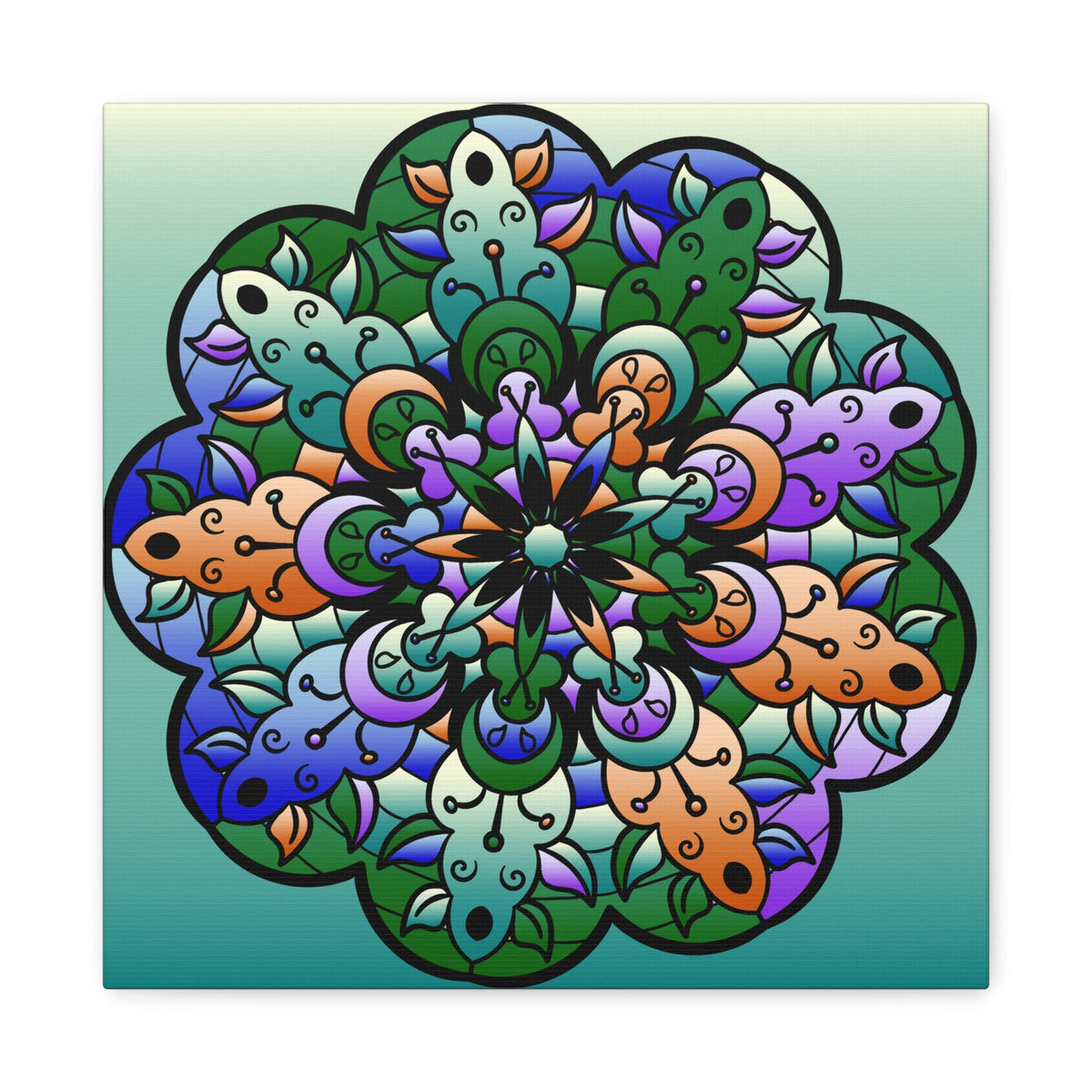Floral Mandala Matte Canvas Print — Colorful Stretched Wall Art